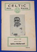1946/47 Celtic v Motherwell Div. A match programme at Celtic Park 5 April 1947; fair/good. (1)