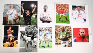 Autographed Colour Photographs of Rugby Stars (10): Good professional collection signed with