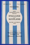 War time 1942 England v Scotland Army representative match programme 4 April 1942 at Sheffield