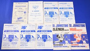 Selection of St. Johnstone home match programmes 1951/52 Queen's Park, 1965/66 Slovan Bratislava (