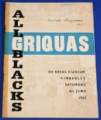 1960 in SA, Griquas v NZ Rugby Programme: Bold, large format issue from Kimberley, much content,