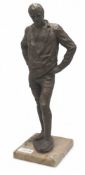 John Bonar Dunlop 'Bronze' resin Rugby figure Statue: Single standing exhausted rugby second-row (