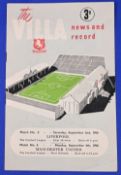 1950/51 Aston Villa v Liverpool/Manchester Utd Div. 1 double issue match programme 2nd/4th September
