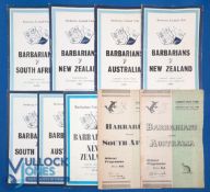 1947-70 Barbarians v Major Tourists Rugby Programmes (9): Great selection, v Australia 1947, 1958