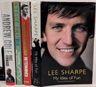 Four Manchester United Signed Books Autographs - Andrew Cole Fast Forward signed 2020, Steve Bruce