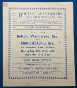 1946/47 Bolton Wanderers reserves v Manchester Utd Central League match programme, fold out type, 26