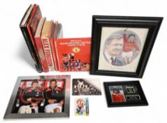 Manchester United FC memorabilia including signed photographs and books to include The Hamlyn