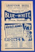 Pre-War 1937/1938 Manchester City v Millwall FAC replay match programme 12 January 1938; selotape to