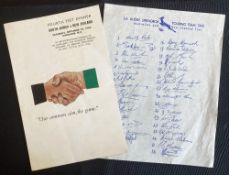 1965 NZ v SA 4th Rugby Test Dinner Menu & Autograph Sheet (2): Attractive glossy 4pp Auckland