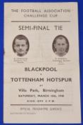 1948 FAC s/f Blackpool v Spurs match programme at Villa Park 13 March 1948; folds (kept flat) rust