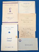 1946-1965 Austian Football Club Associations Invites Menus, to include 1946 STFT victories Durban