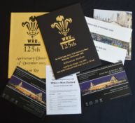 1997-2006 Wales Rugby Dinner Menus (34): Great wide collection, to inc special Wales 125th
