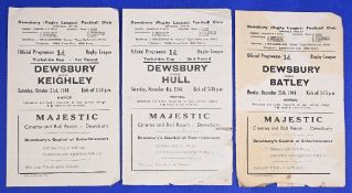 War time Rugby League programmes: Dewsbury RLFC 1944/45 v Keighley Hull & Batley (3) Fair-Good