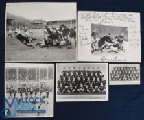 1949 NZ All Blacks Rugby Tour to S Africa Photos, one signed (5): Large and small photographs of the