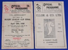 Post war Rugby League programme: Wigan v Huddersfield 1935/36 and 1936/37. Fair-Good condition