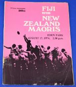 1974 NZ Maoris v Fiji Rugby Programme: Large, a tad creased, o/wise G