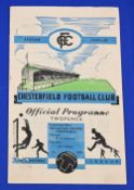 1949/50 Chesterfield reserves v Manchester United Central League match programme 3 December 1949;