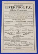 War time 1944/1945 Liverpool v Manchester Utd War League match 4 November 1944; single sheet, fair/
