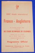 1956 France v England Rugby Programme: Scarce 'French Fifties Flimsy'. The usual light browning, o/