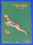1976 in SA, S Africa v NZ 4th Test Rugby Programme: Bold green & gold with Springbok cover for