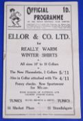 Post war Rugby League programme: 1936/37 Wigan v Hull. Good-Fair condition with a missing rusty