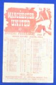 1945/46 Manchester Utd v Blackburn Rovers league match single sheet programme 9 March 1946; has