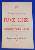 1959 France v Scotland Rugby Programme: Scarce 'French Fifties Flimsy', the last of them for this