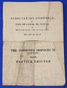 1946 Combined Services (Germany) v Partick Thistle friendly match programme 17 April 1946 at The