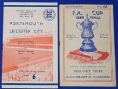 1949 FAC s/f Portsmouth v Leicester City match programme at Arsenal 26 March 1949; 1951 Wolves v