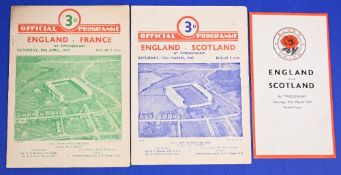 1947 England Rugby Programmes Set One (3): England v Scotland, usual Twickers card, also the 'dummy'
