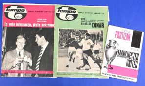 1965/66 European Cup semi/final Partizan v Manchester Utd match programme 13 April 1966, team line-