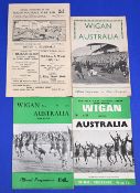 Wigan v Australia Rugby League programme 1948, 1959, 1963 & 1967 generally good condition with