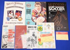 Selection of football programmes to include 1990 England v Norway (UEFA qualifying match, womens
