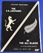 Scarce 1976 SARB Leopards v New Zealand Rugby Programme: First v SARB team. VG