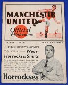 Pre-War 1935/1936 Manchester Utd (Champions) v Burnley Div. 2 match programme 13 April 1936; fold (