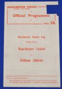 1957/58 Manchester Senior Cup semi/final Manchester Utd v Oldham Athletic single sheet match