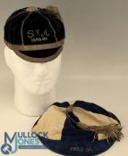Possibly Continental-Based Rugby Honours Caps (2): One an attractive blue & cream 6 panelled example