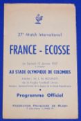 1957 France v Scotland Rugby Programme: Scarce 'French Fifties Flimsy', a tad browned to top edge.