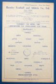 1959/60 Lancashire Senior Cup Final Burnley v Manchester United at Turf Moor single sheet match