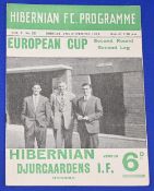 1955/56 European Cup Hibernian v Djurgardens IF 28 November 1955 match programme for the 2nd