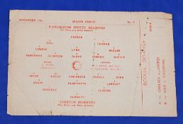 1948/49 Manchester United reserves v Everton Central League single sheet programme 13 November 1948;