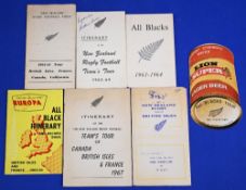 1953-73 NZ Rugby Tours to the UK etc Itineraries (7): Official 53-4; 63-4: official, signed Arthur