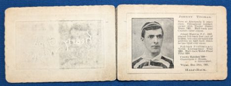1904 Johnny Thomas Wigan Rugby League half back Greeting Card with photograph image and stats