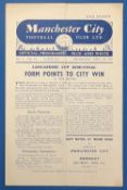 1950/51 Lancashire Senior Cup semi/final Manchester City v Manchester United single sheet programme,