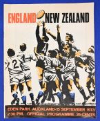 1973 England Test in New Zealand Rugby Programme: Lovely striking cover for a striking and