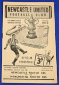 1951/52 Newcastle United reserves v Manchester Utd Central League match programme 25 August 1951;