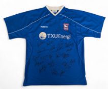 2001-02 Ipswich Town multi signed Football Shirt, made by Punch, short sleeve size L no number to