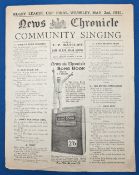 1931 Rugby League Cup Final at Wembley Song Sheet - May 2nd, 1931, large folio Halifax v York