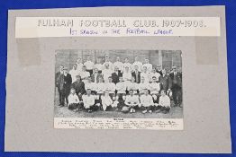 1907/1908 1st Season in the Football League (Div. 2) Fulham FC postcard, not postally used, player &
