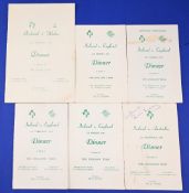 1976-85 Irish Rugby Dinner Menus (6): v Wales 1976 (Welsh Grand Slam season), v England 1979, 81, 83